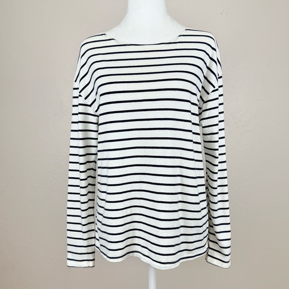 Nili Lotan Arlette Long Sleeve Shirt in Navy / White Stripe Size S - Picture 1 of 11